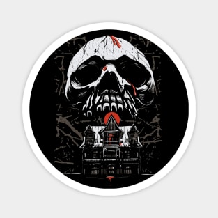 Haunted House Skull Goth Design Magnet